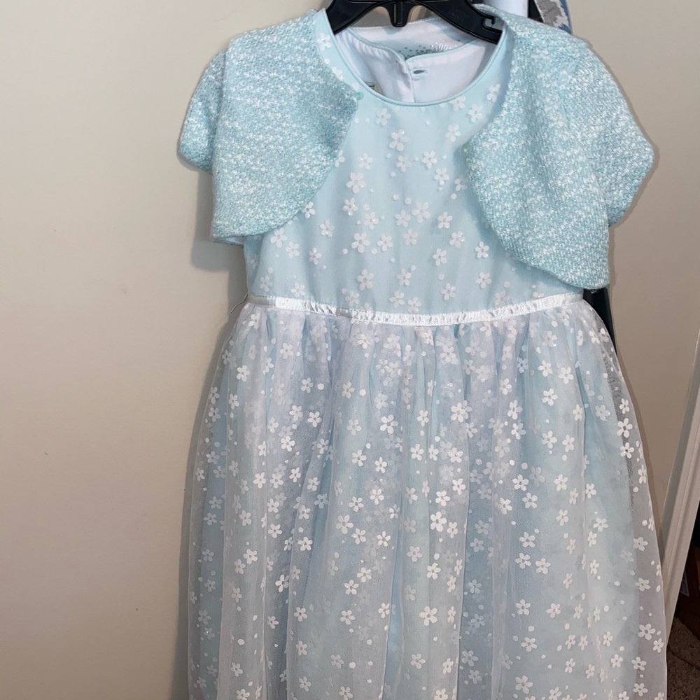 Blue flower dress w/ matching sweater for toddlers